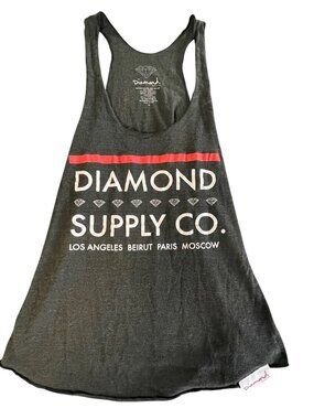 Diamond Supply Co. Womens Black Racerback Graphic Tank Top Size S
